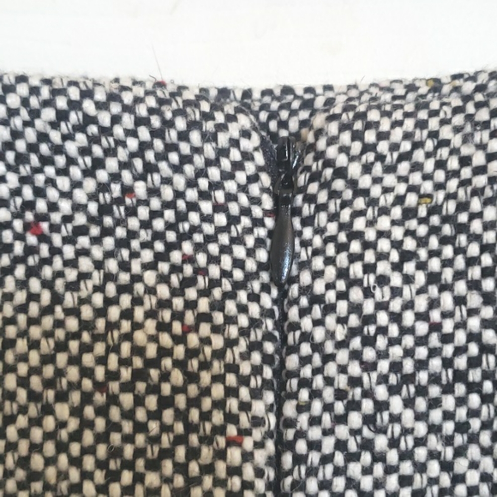 Vintage Alberto Makali Wool Tweed Pencil Skirt Black White Basketweave | SIZE 10 - Picture 6 of 9